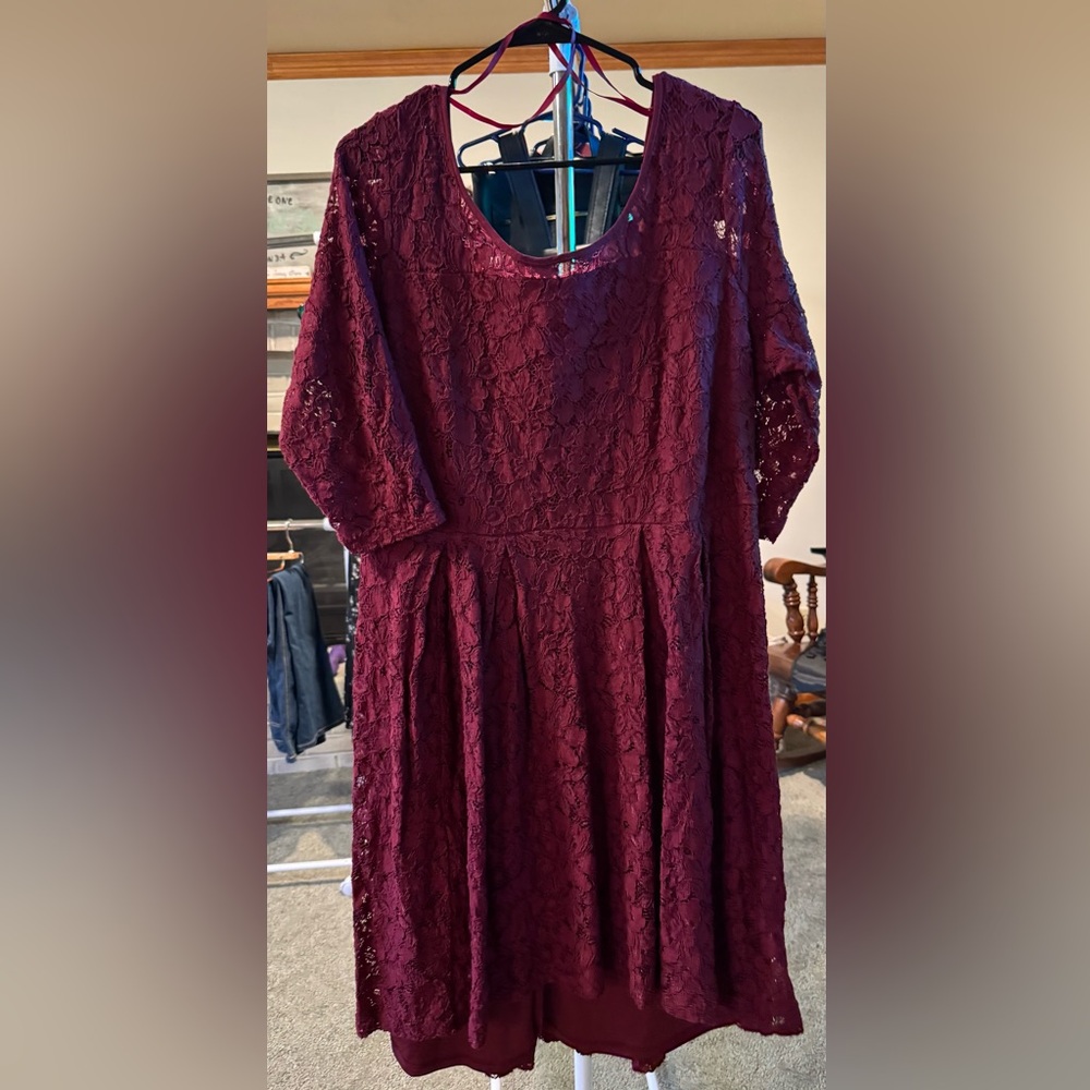 Lane Bryant Deep Red Lace Dress